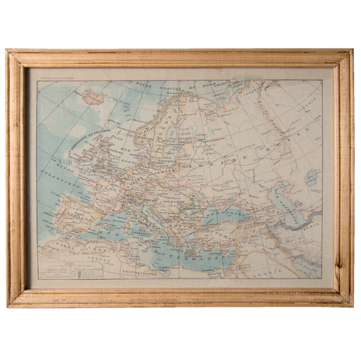 Print Antieke Kaart | Map Europa in Lijst 65 x 50 cm
