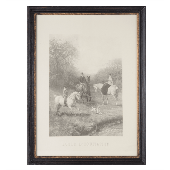 Vintage Print "Ecole d'Equitation" in lijst 57 x 77 cm