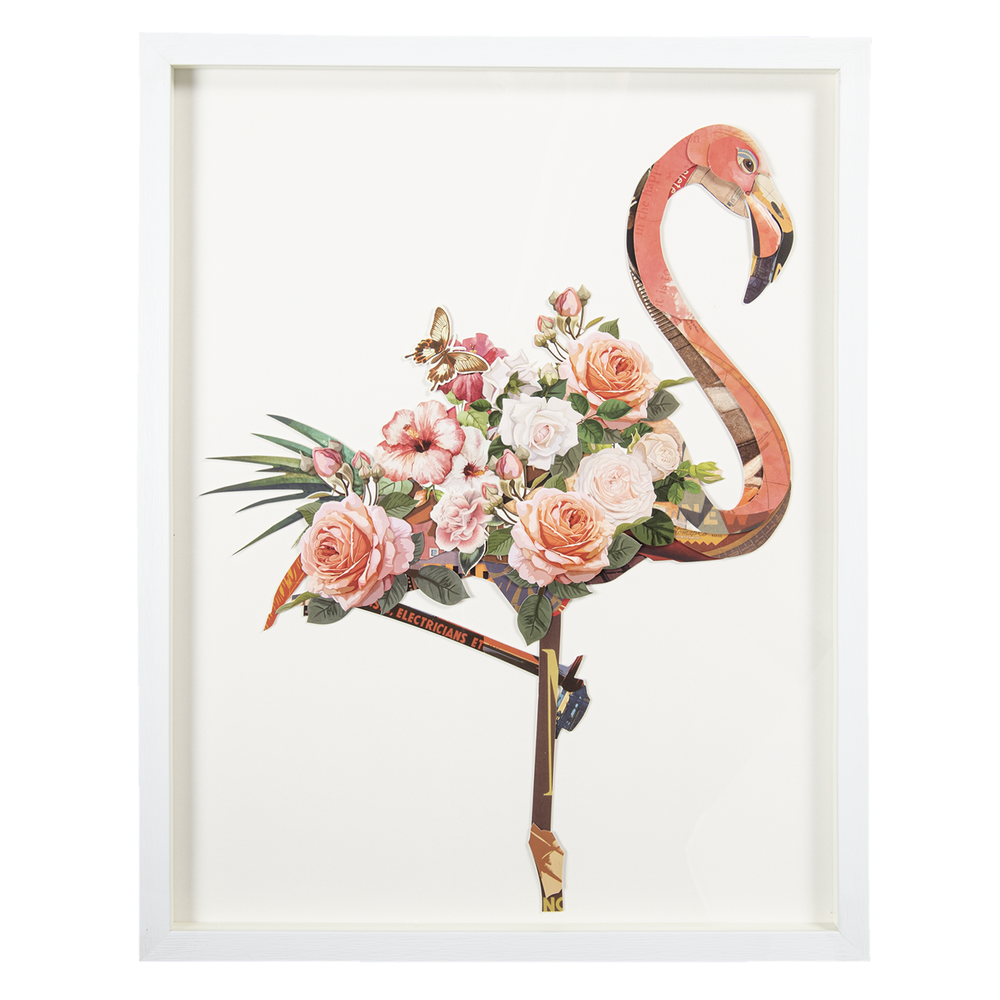 Schilderij | Collage |Knipsels Flamingo 64 x 82 cm