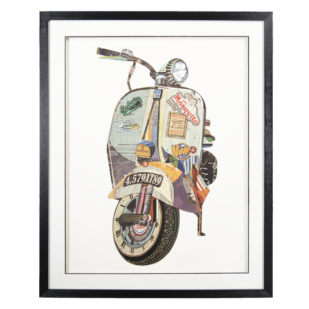 Schilderij | Collage |Knipsels Scooter 72 x 90 cm