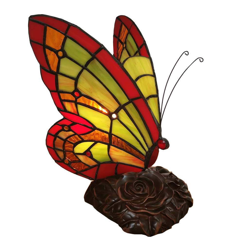 Tafellamp Tiffany vlinder 15*15*27 cm 1x E14 max 25W