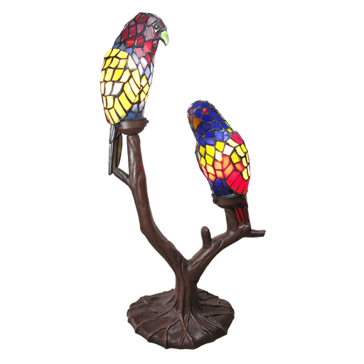 Tafellamp Tiffany 2 papegaaien 50*24*63 cm 2x E14 max 25W