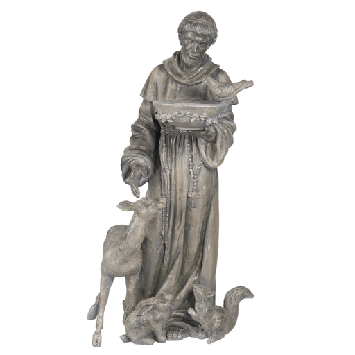 Decoratie beeld Franciscus / vogelbad 36*34*72 cm