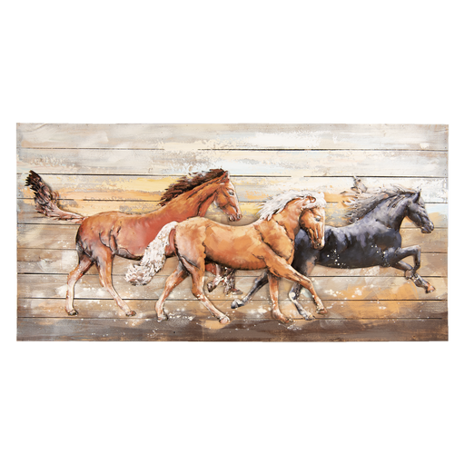 Wanddecoratie paarden140*70*8 cm