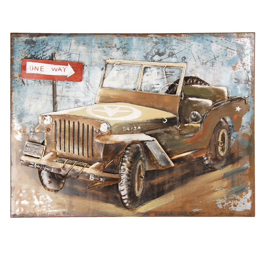 Wanddecoratie jeep 80*6*60 cm