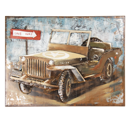 Wanddecoratie jeep 80*6*60 cm