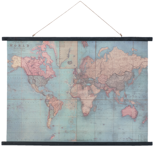 Wandkaart wereld 105*2*76 cm