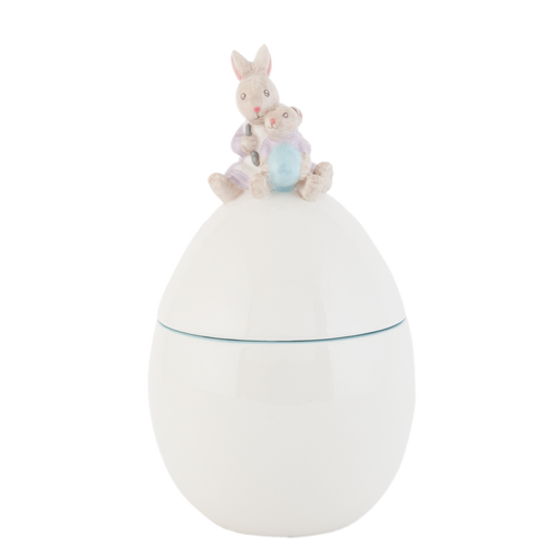 Voorraadpot voor Pasen in Ei vorm met konijntje Ø 11 x 20 cm