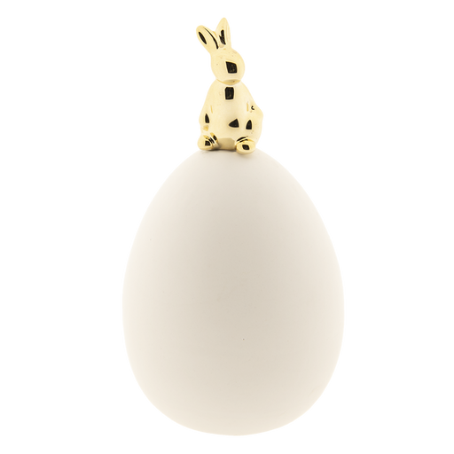 Decoratie konijn zittend op ei Ø 9*17 cm