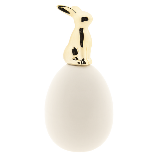 Decoratie konijn zittend op ei Ø 8*16 cm
