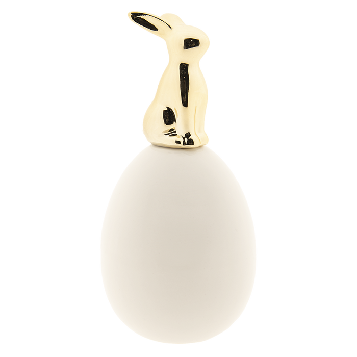 Decoratie konijn zittend op ei Ø 8*16 cm
