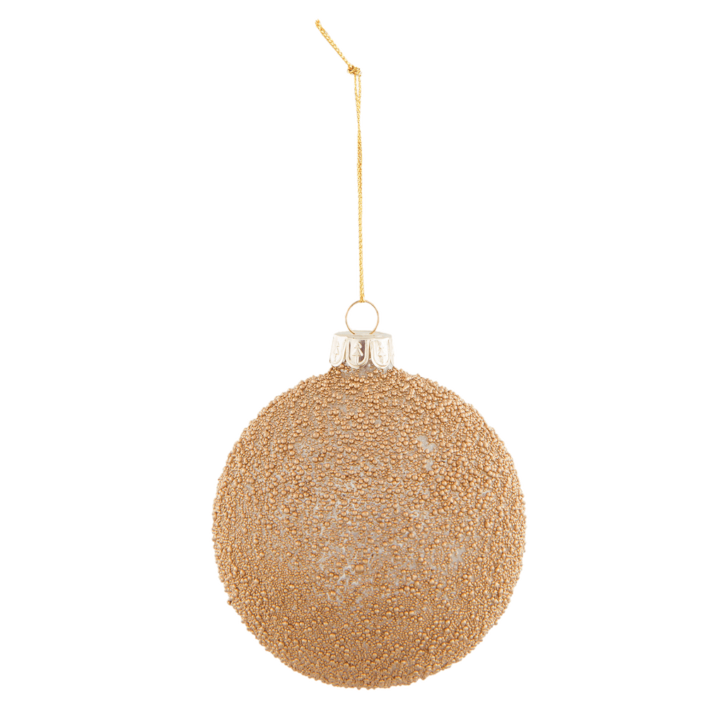 Rustieke en klassieke kerstbal goud met balletjes structuur - 8 x 9 cm