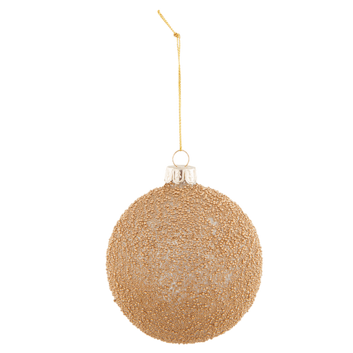 Rustieke en klassieke kerstbal goud met balletjes structuur - 8 x 9 cm