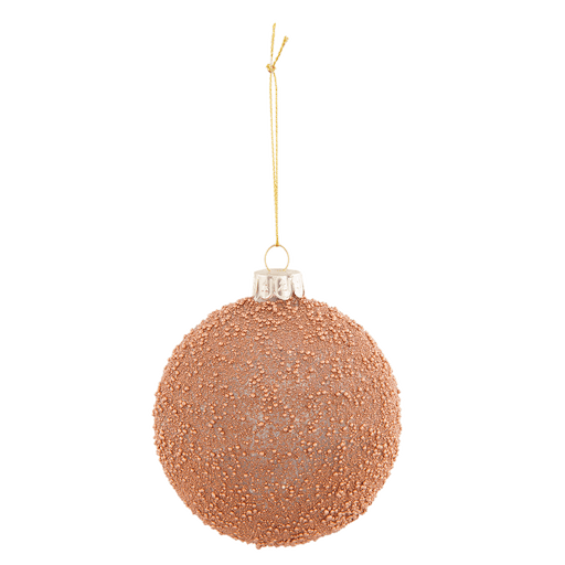 Rustieke en klassieke kerstbal bruin met balletjes structuur