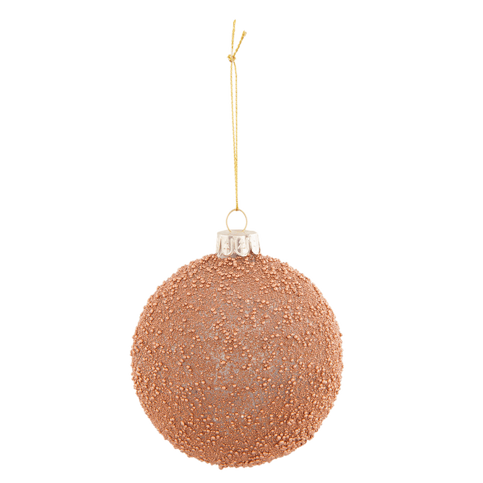 Rustieke en klassieke kerstbal bruin met balletjes structuur