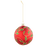 Vintage brocante kerstbal rood met groen/gouden decoratie