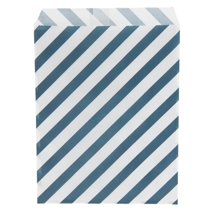 Cadeauzakje schuine streep 25 stuks 13 x 17 cm - blauw/wit