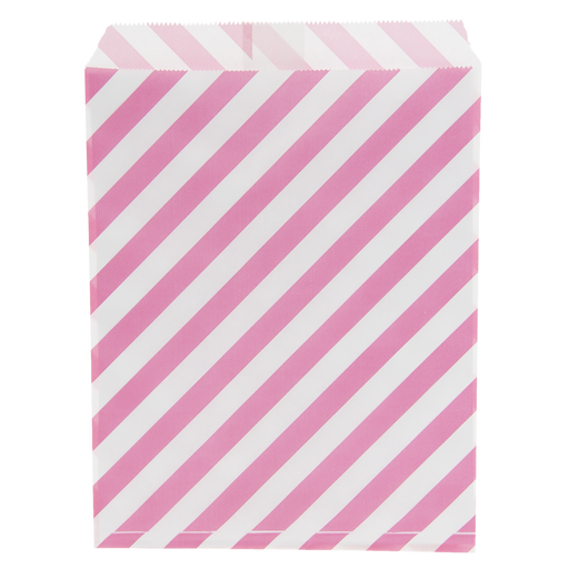 Cadeauzakje schuine streep 25 stuks 13 x 17 cm - roze/wit
