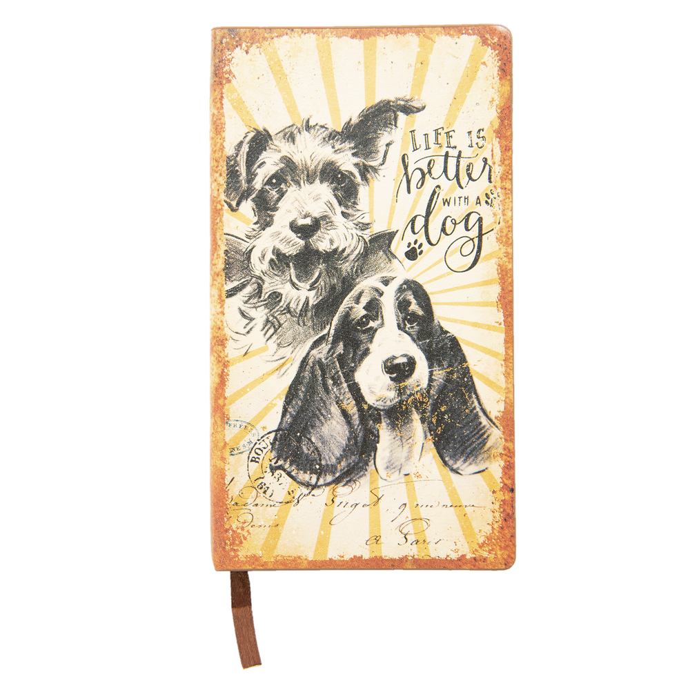 Vintage Stijl Notitieboekje "Life is better with a dog" 18 x 10 cm