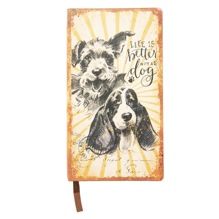 Vintage Stijl Notitieboekje "Life is better with a dog" 18 x 10 cm