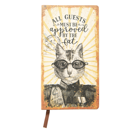 Vintage Stijl Notitieboekje "All guests must be approved by the cat" 18 x 10 cm