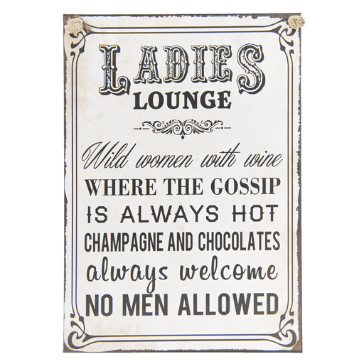 Vintage IJzeren Tekstbord "Ladies Lounge" 29x40 cm