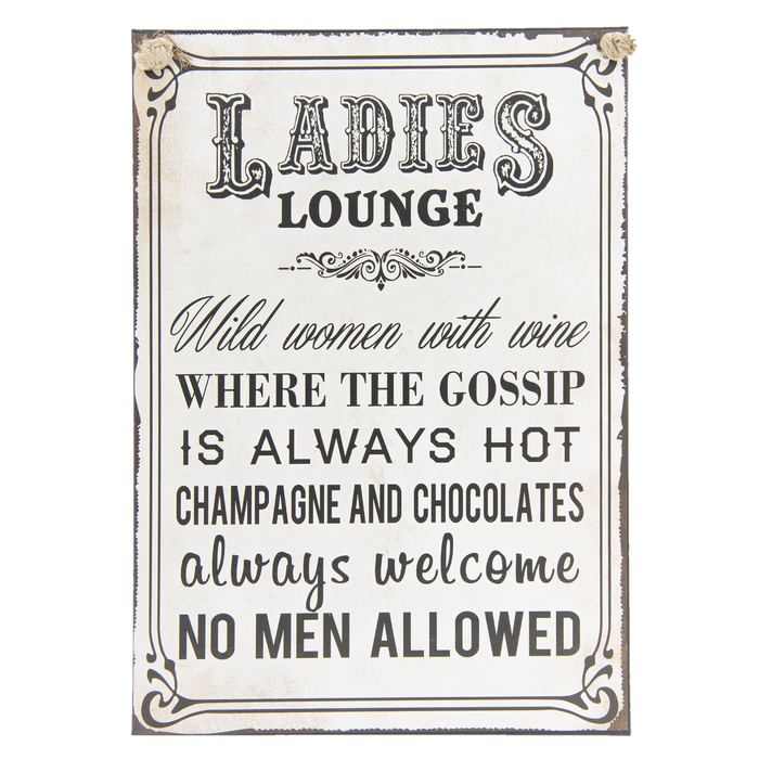 Vintage IJzeren Tekstbord "Ladies Lounge" 29x40 cm