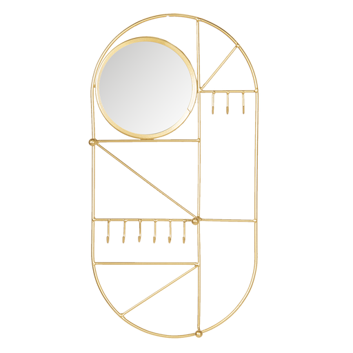 Botanische Stijl Juwelenhouder met spiegel 25 x 48 cm - goudkleurig