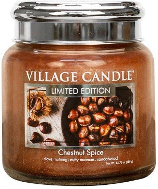 Village Geurkaars Chestnut Spice | kruidnagel nootmuskaat noten sandalwood - medium jar - Erotiekvoordeel.nl