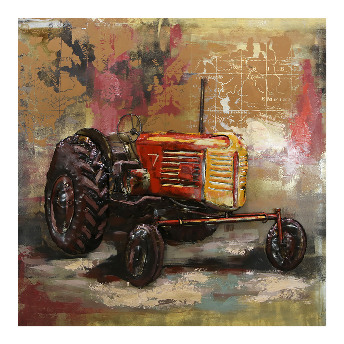 Wanddecoratie (Tractor) 100 x 100*5.5 cm