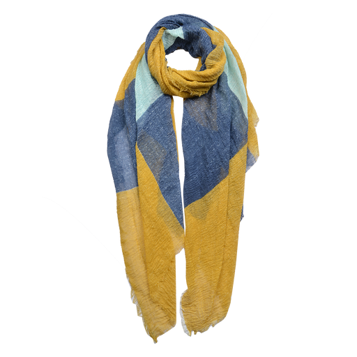 Sjaal 90*180 cm blauw/geel