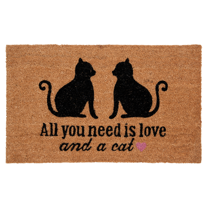 Kokos Deurmat "All you need is love and a cat" 75 x 45 cm