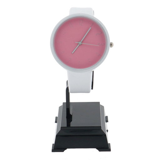 Horloge 22 cm wit/roze