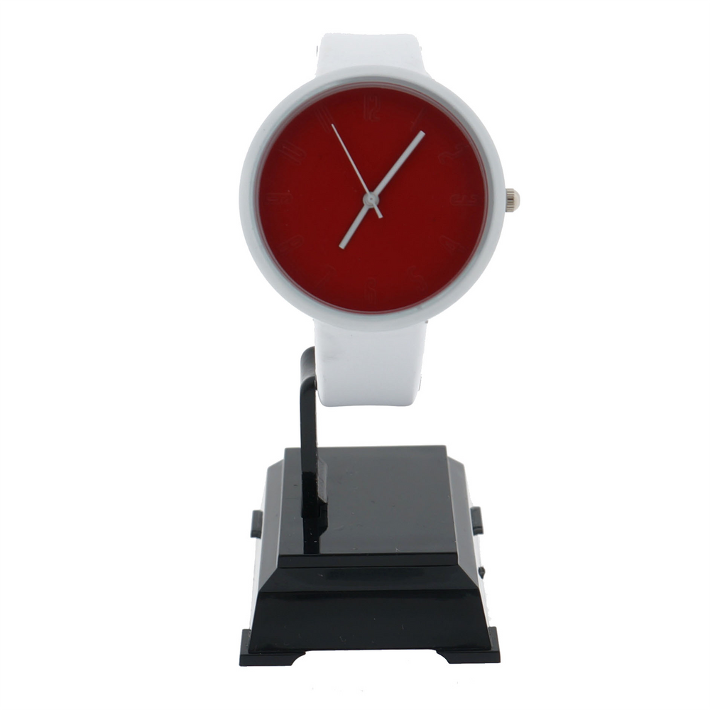 Horloge 22 cm wit/rood