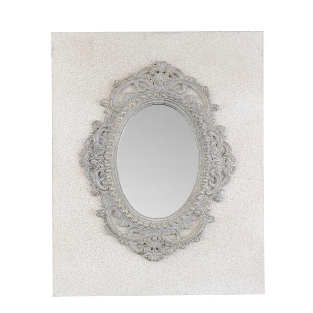 Spiegel Ovaal in Klassieke Ornament Lijst 39 x 50 cm- grijs