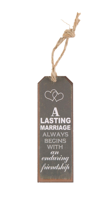 Huwelijk Decoratie Hanger Tekst "A lasting marriage always starts with an enduring Friendship"