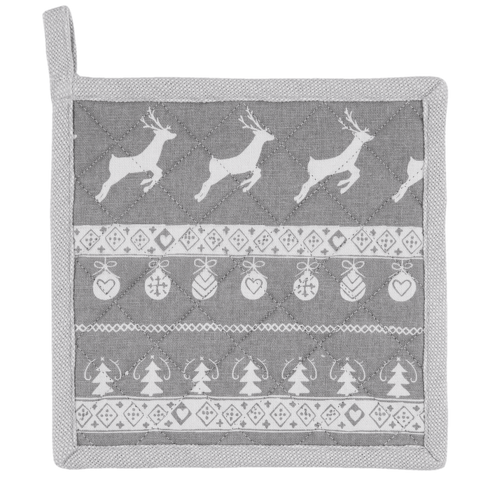 Pannenlap Nordic Grey Christmas - grijs
