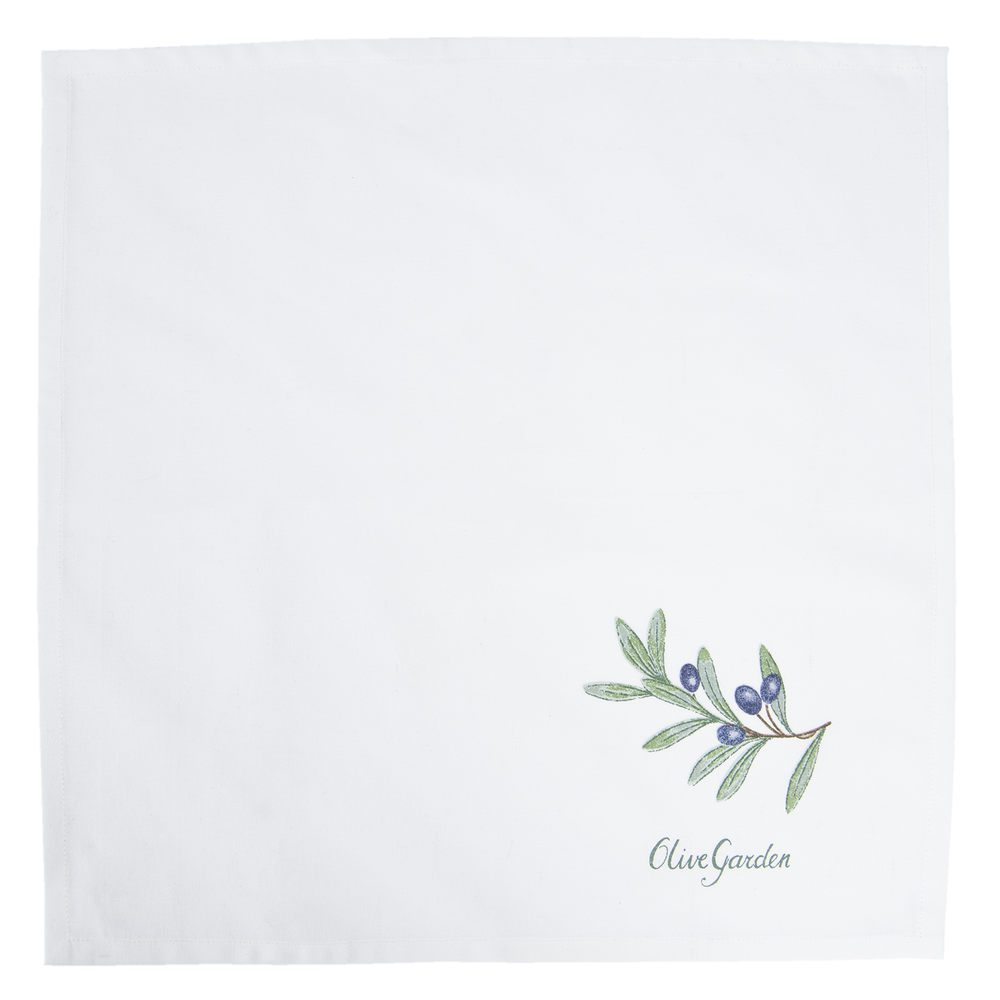 Servetten Olive Garden met olijftakje 6 stuks 40 x 40 cm - wit
