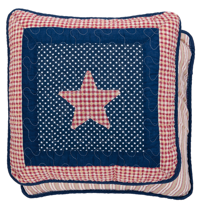 Americana Quilted Kussenhoes 40 x 40 cm - rood/blauw