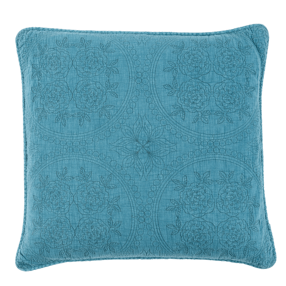 Kussenhoes stonewashed look met ton-sur-ton borduursel 50 x 50 cm - azuurblauw
