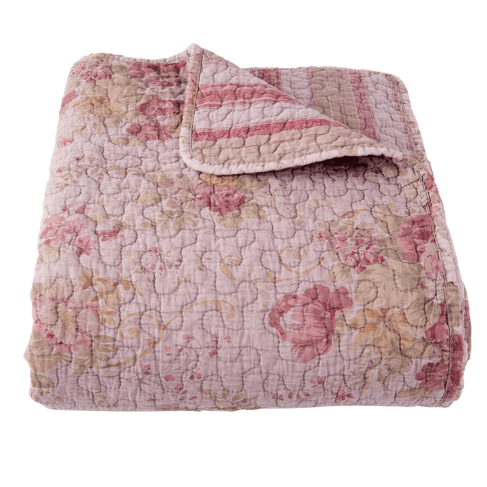 Quilted Bedsprei roze rozen 180 x 260 cm - oudroze