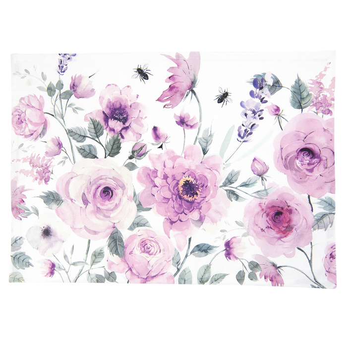 Roses and Butterflies Placemat 6 stuks - wit/fuchsia
