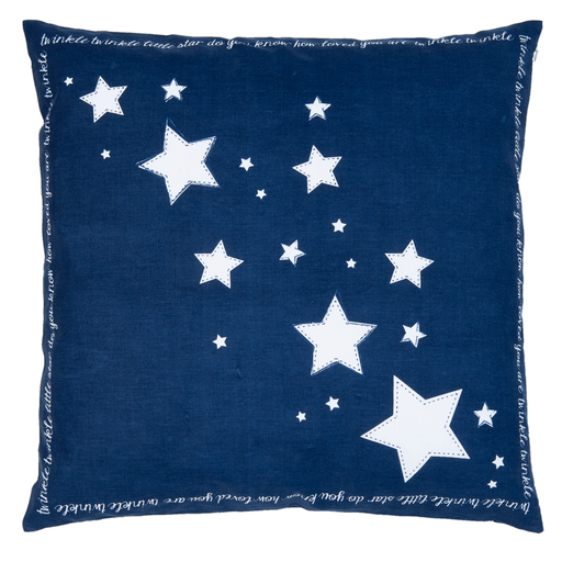 Kussenhoes Twinkle Twinkle Little Star 50 x 50 cm - blauw/wit