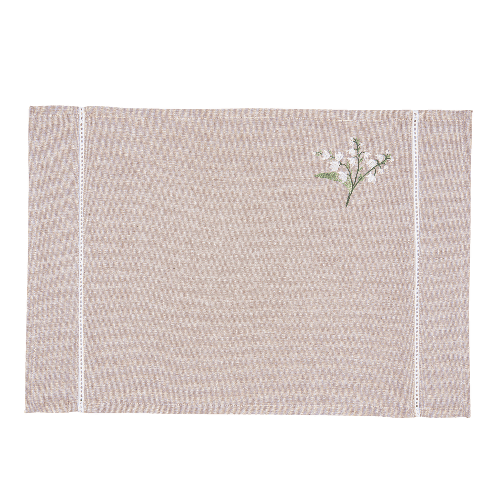 Placemat Lily of the Valley met lelietjes van dalen 48 x 33 cm - naturel