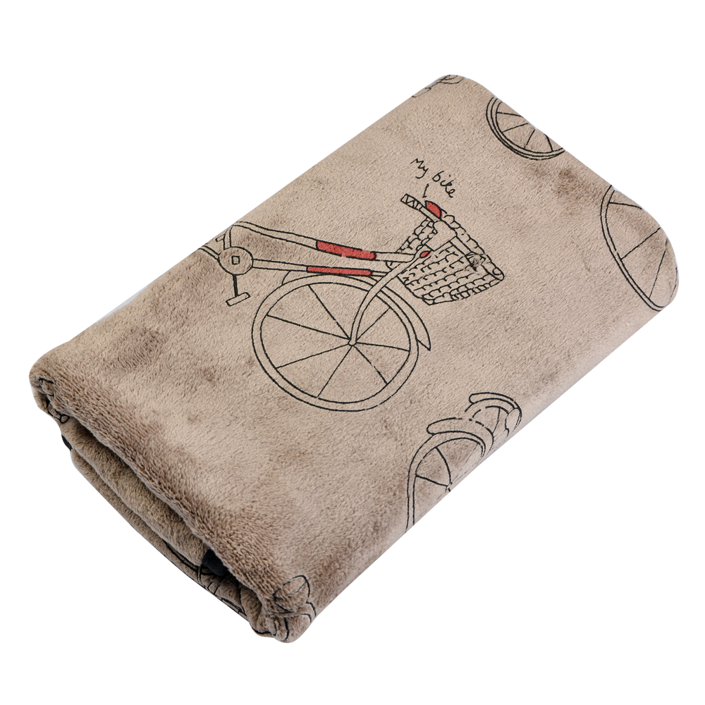 Handdoek met Vintage Print Bicycle 35 x 75 cm - taupe