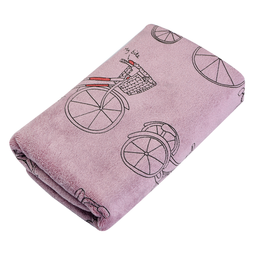 Handdoek met Vintage Print Bicycle 35 x 75 cm - oudroze
