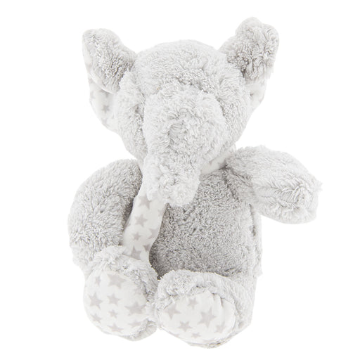 Knuffel olifant met sterretjes 15 x 10 cm - lichtgrijs