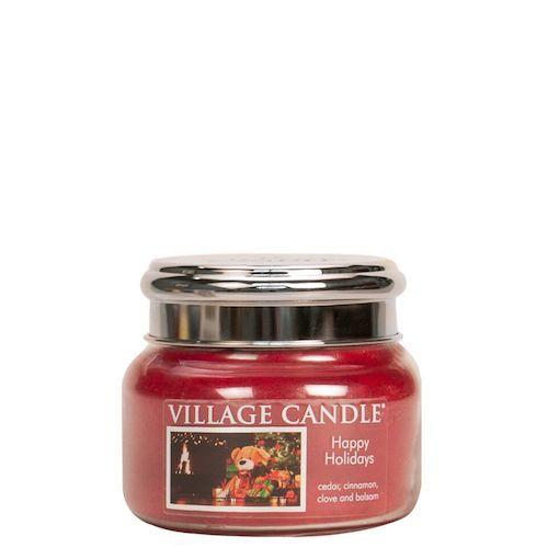 Village Geurkaars Happy Holidays | ceder kaneel kruidnagel dennengroen - small jar